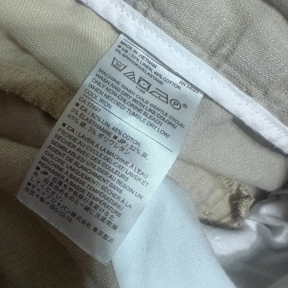 Banana Republic Blake Crop Pants Women’s Size 2 Beige Linen Blend Wide Leg